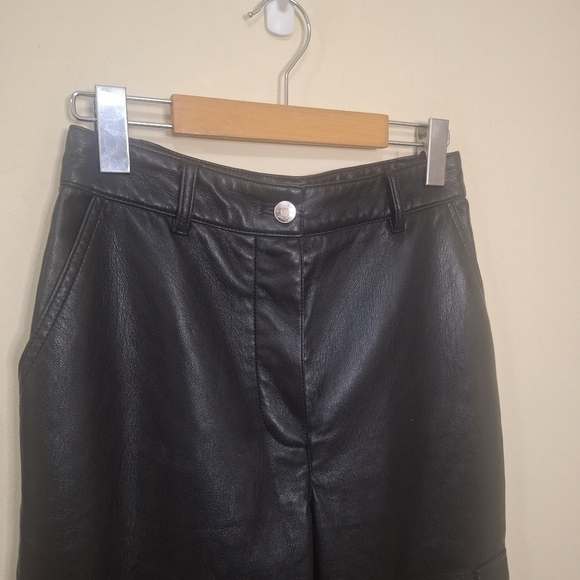 Wilfred Aritzia Faux Leather High Rise Modern Cargo Pants Black SZ 4 NWOT - Picture 8 of 15